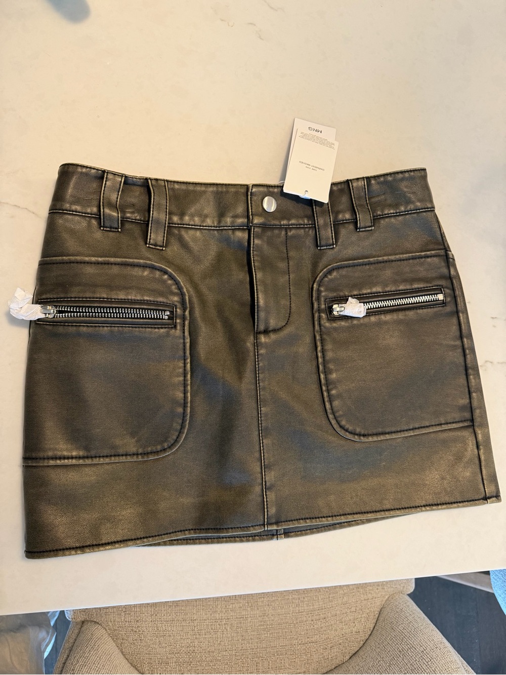 NWT- Mango leather mini skirt